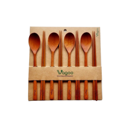 Vagoo Bộ Đũa Muỗng Ăn Gỗ 4P (4 bộ)