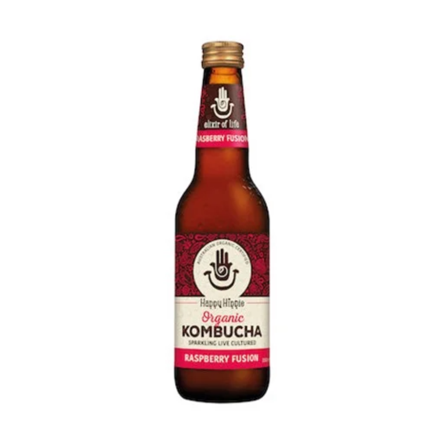 Trà Kombucha Organic Happy Hippie Vị Phúc Bồn Tử 330 ml