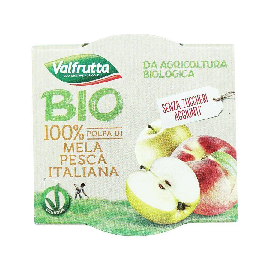 Valfrutta Apple Peach Organic Puree (2x100g)