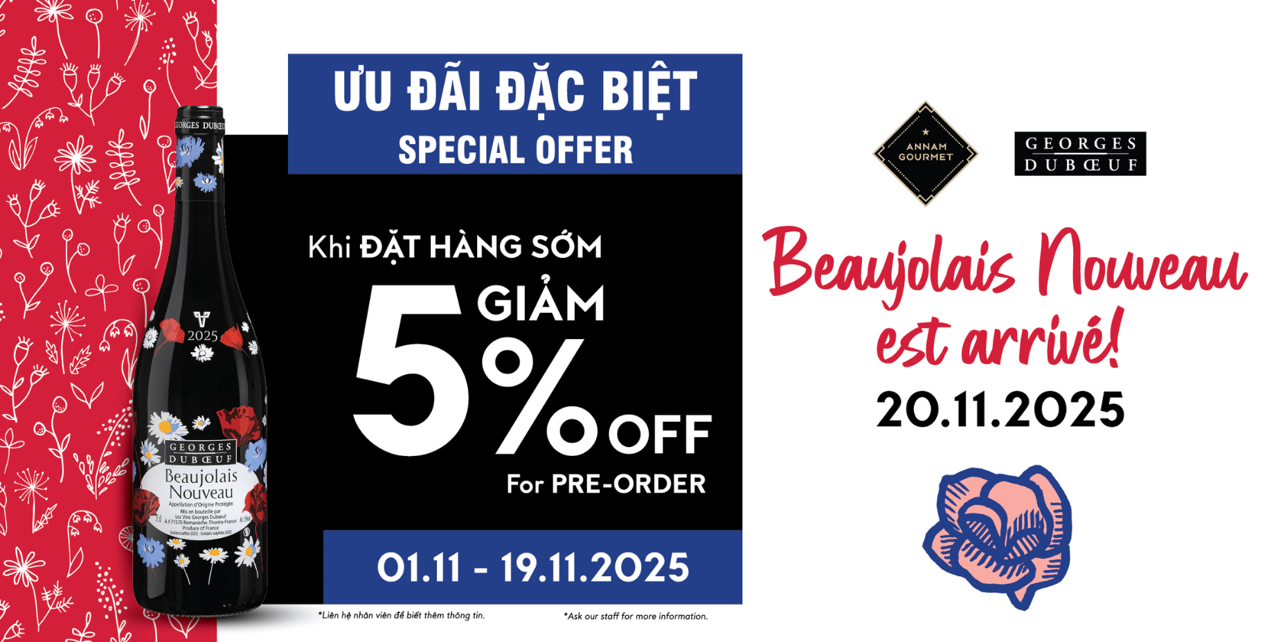 BEAUJOLAIS NOUVEAU 2025 – ĐẶT SỚM, NHẬN NGAY ƯU ĐÃI 5%!