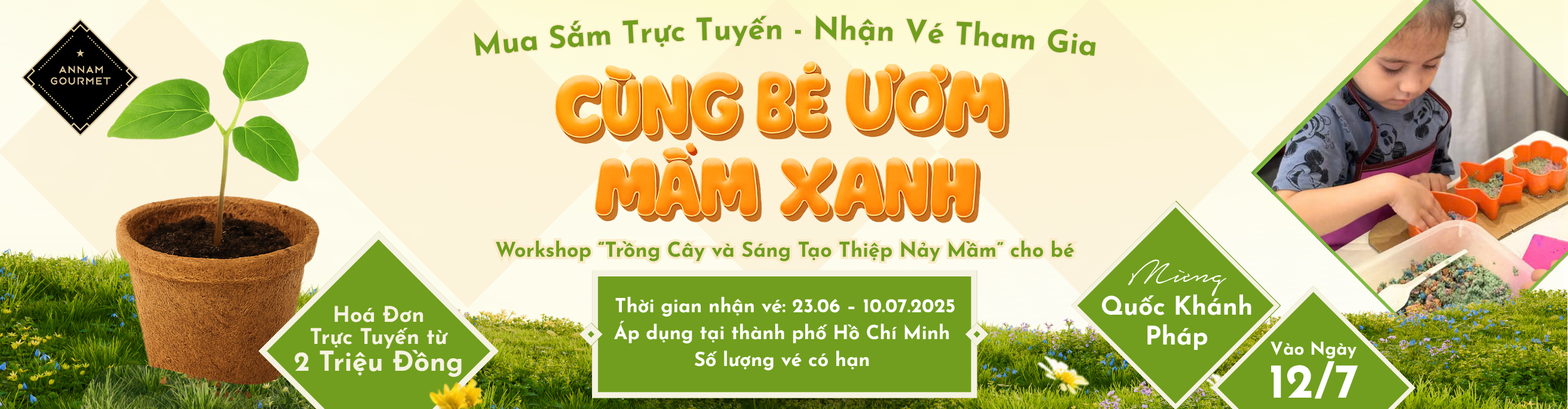CÙNG BÉ ƯƠM MẦM XANH – WORKSHOP ĐẶC BIỆT MỪNG TUẦN LỄ QUỐC KHÁNH PHÁP