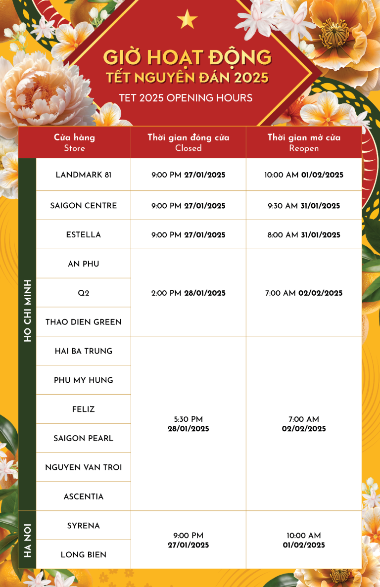 Annam Gourmet Tet 2025 Opening Hours