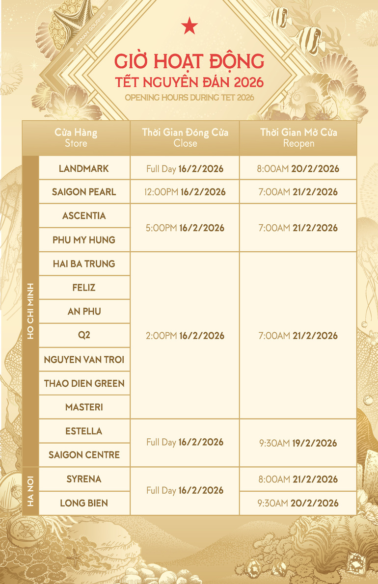 Annam Gourmet Tet 2026 Opening Hours