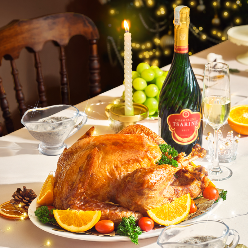 Gà Tây nướng với sốt nấm Paris (Gà Nhồi) - tặng bánh bí đỏ